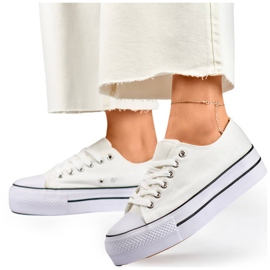 Sneakers med lav platform til kvinder, hvide QY832-09BL.W