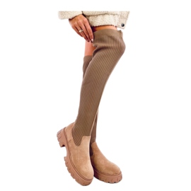 Kaki sokkestøvler beige