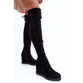 Over-the-knee støvler NS362P Sort ruskind