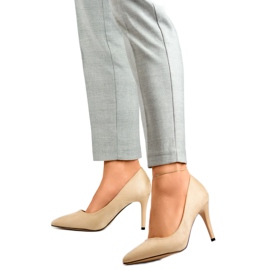 Høje hæle til kvinder, øko-ruskind B0-202BE, beige