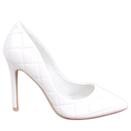 Hvide quiltede stiletpumps
