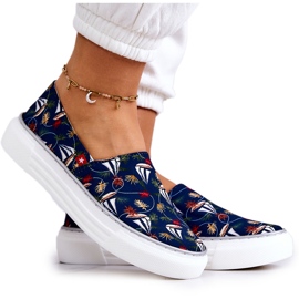 Damesneakers Slip On Memory Foam Big Star JJ276016 Marineblå