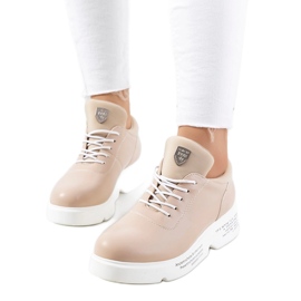 Beige sportssneakers til kvinder på platformen