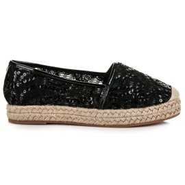 Vices Espadriller med blonder med pailletter sort