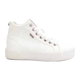 Isolerede sneakers til kvinder med syninger Big Star OO274A479 Hvid