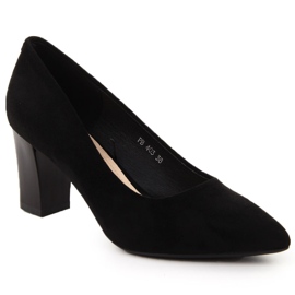 Sorte ruskinds pumps med spids tå fra Sergio Leone PB403