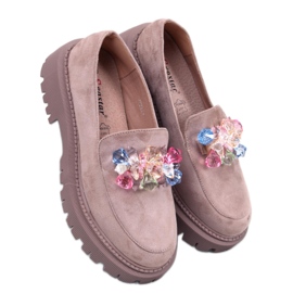 Seastar Platform loafers til kvinder med beige-khaki sten