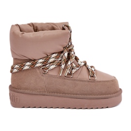 Snestøvler i ruskind til kvinder med tyk snøre D.Franklin DFSH375003 beige