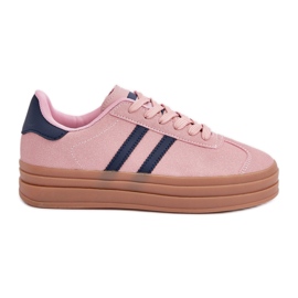 Sportssneakers til kvinder på platformen, Pink lyserød