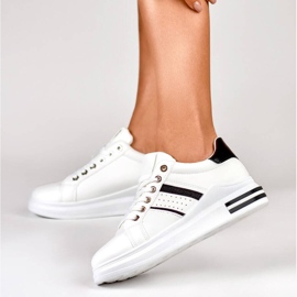 Dame sportssko, platform sneakers, hvid AD-732W/B