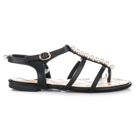 Vices Stilfulde sandaler med perler sort