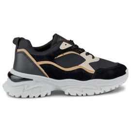 Damesneakers med tyk sål, sort 9062-B