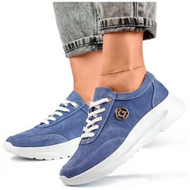 Platformsko i læder jeans til kvinder, blå GD-XF-108BL