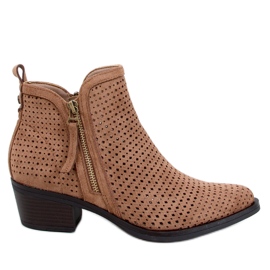 Gennembrudte cowboystøvler til kvinder, beige brun