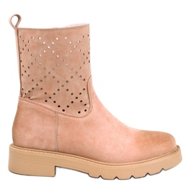 Gennembrudte kvinders støvler, beige