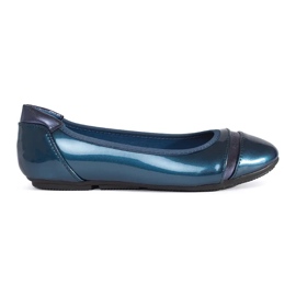 Dameblå metallic ballet lejligheder