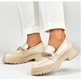 Dame loafers med rhinsten, beige 7961BE