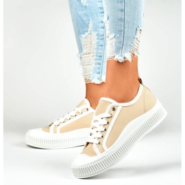 Low-top sneakers med hvid sål, beige 2667BE
