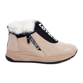 Dame ankelstøvler med pels, beige