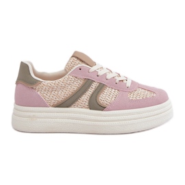 Damesneakers med flettet platform Pink/flerfarvet lyserød