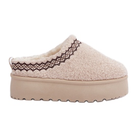 Lys beige Leaniella Lammeskind Platform snestøvler med pels
