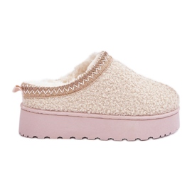 Snestøvler til kvinder med broderi, lys beige