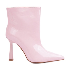 Patent højhælede slip-on ankelstøvler, lys pink lyserød
