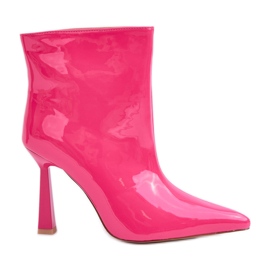 Patenthøjhælede slip-on ankelstøvler, Fuchsia lyserød