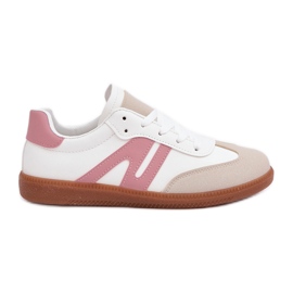 Lave sneakers til kvinder lavet af øko læder, hvid og pink Navidemi