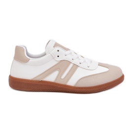 Lave sneakers til kvinder lavet af øko læder, hvid og beige Navidemi