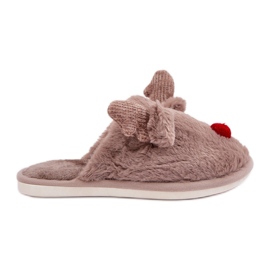 Tøfler til kvinder med rensdyrmønster, mørk beige
