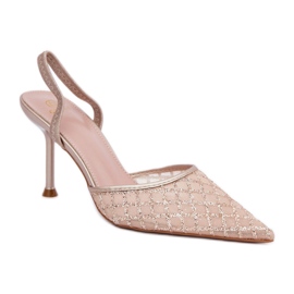 Step in style Model Berilae B1639-202 Gold Glitter høje hæle - Træd med stil gul