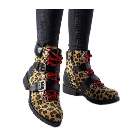 Sorte og beige ankelstøvler med leopardprint Baltimore - Solea