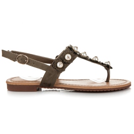 Ideal Shoes Flip-flops med blomster grøn