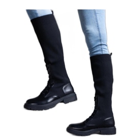 Sorte slip-on støvler med elastisk materiale overdel Luana - Solea