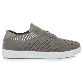 Ideal Shoes Tekstilsneakers til kvinder grå