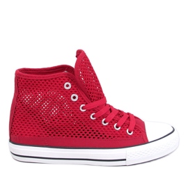 Røde gennembrudte high-top sneakers