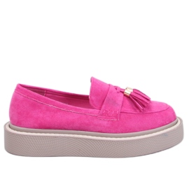 Platform mokkasiner med frynser Fuchsia lyserød