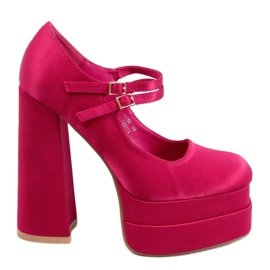 Pink satin platform pumper lyserød