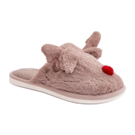 Dametøfler med rensdyrmotiv beige