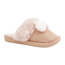 Dametøfler med blød pels beige