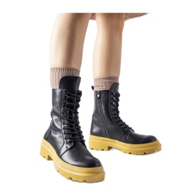 Sorte sneakers med gul sål Quennie - Solea