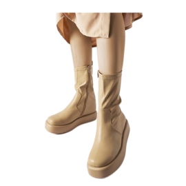 Beige platformstøvler