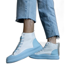 Hvide og blå platform sneakers