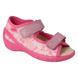 Befado pink børnesandaler med velcro, læderindsats 063P015 lyserød