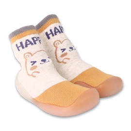 Befado gul/beige babysko med dyremotiv 002P080