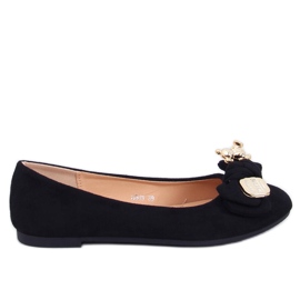 Ruskind ballerinas med en sort bamse
