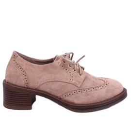 Oxfords khaki høje hæle beige