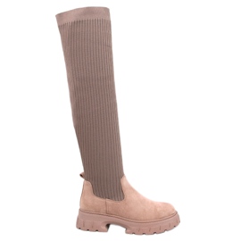 Kaki sokkestøvler beige