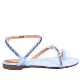 Kvinders sandaler flip -flops med blå rhinestones